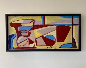 Vintage Bertil Öhlund Abstract Oil Painting: Swedish Mid-Century Wall Art
