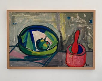 Mid-Century French Still Life Oil Painting / Original Art / Wall Art