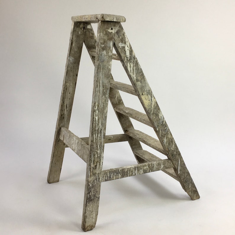 Vintage Step Ladder Library Ladder Wooden Ladder Etsy