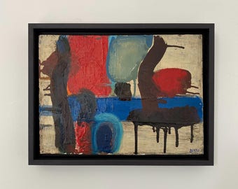 Vintage Mid-Century Abstract Oil Painting: Swedish Artist Lars Bertle
