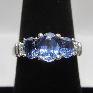Tanzanite Trio Ring Size 6.5 Vintage 10k White Gold Jewelry