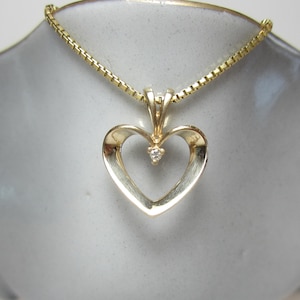 Heart Pendant With Diamond Vintage 14k Gold Jewelry - Etsy