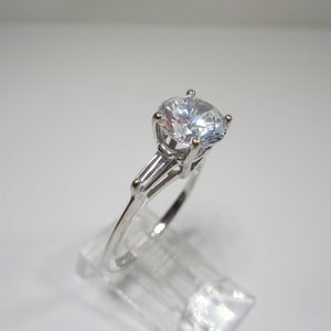 White Gold CZ Wedding Engagement Ring Size 6 3/4 Vintage 14k Gold Jewelry