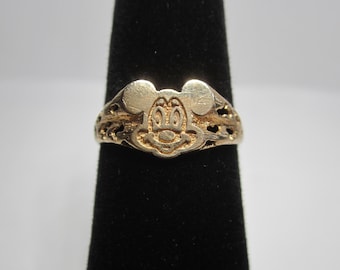 Vintage Mickey Mouse Ring Size 4 10k Yellow Gold Jewelry
