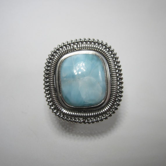 Larimar Square Statement Ring Size 7 Sterling Sil… - image 8
