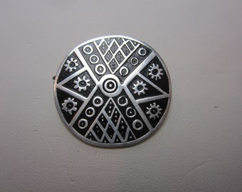 Black Enamel Brooch Pin | Vintage Sterling Silver Jewelry