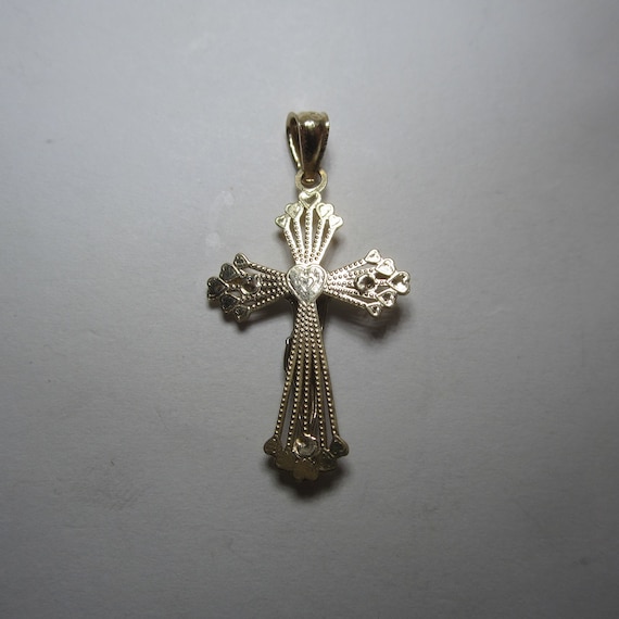 14k Two Tone Gold Crucifix Pendant Vintage White … - image 4