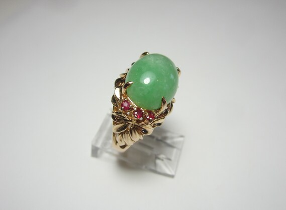 Jadeite and Ruby Statement Ring Size 7 | Vintage … - image 6