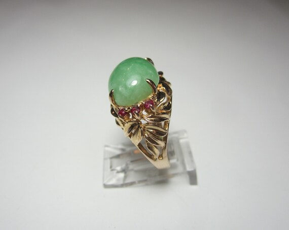 Jadeite and Ruby Statement Ring Size 7 | Vintage … - image 5