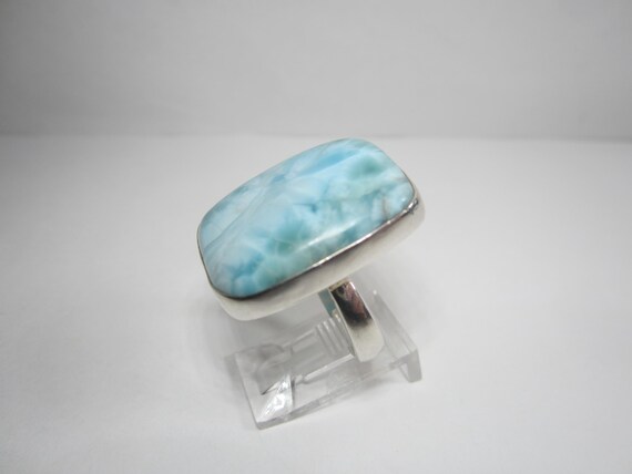 Rectangle Larimar Cocktail Ring Size 7 Dominican … - image 6