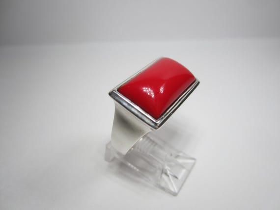 Red Jasper Statement Ring Size 9 Signed RLM Studi… - image 7