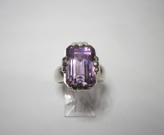 Large Emerald Cut Amethyst Statement Ring Size 7 … - image 6