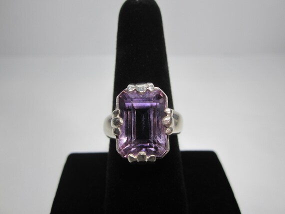 Large Emerald Cut Amethyst Statement Ring Size 7 … - image 2