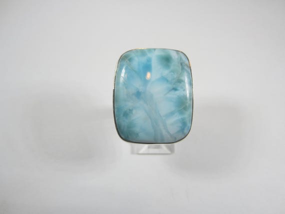 Rectangle Larimar Cocktail Ring Size 7 Dominican … - image 5