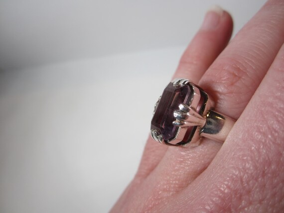 Large Emerald Cut Amethyst Statement Ring Size 7 … - image 5