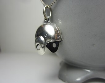 Vintage Football Helmet Charm Pendant Sterling Silver Jewelry