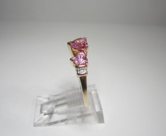 Pink Sapphire Heart Ring Size 7 Vintage 10k Gold … - image 6