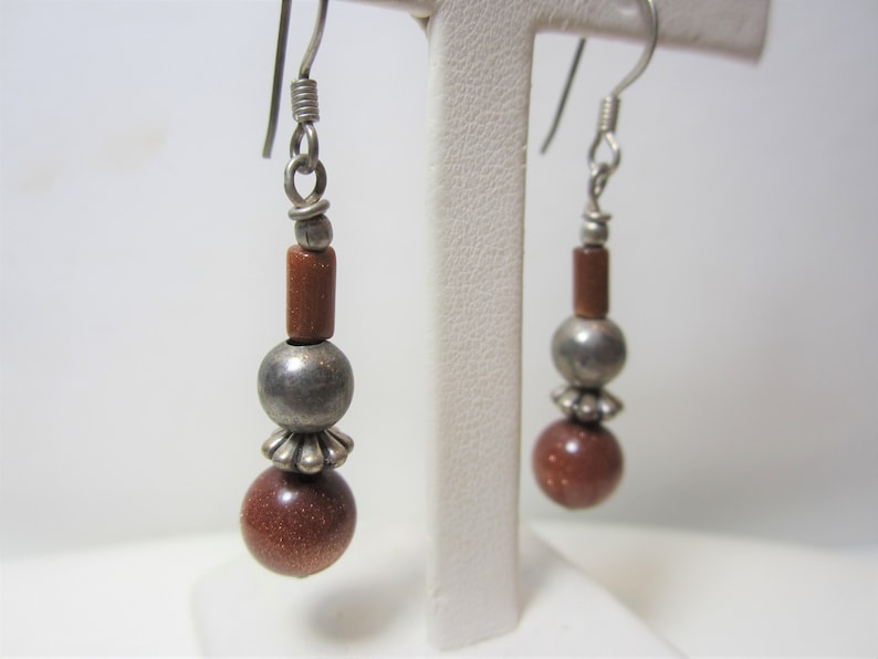 Vintage Sterling Silver Jewelry and Earrings Goldstone Jewelry Set Necklace Bracelet