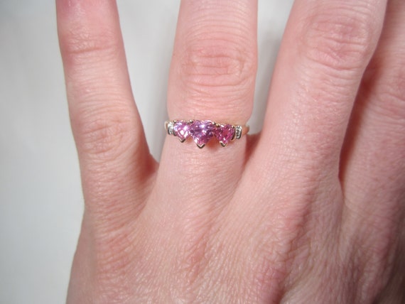 Pink Sapphire Heart Ring Size 7 Vintage 10k Gold … - image 4