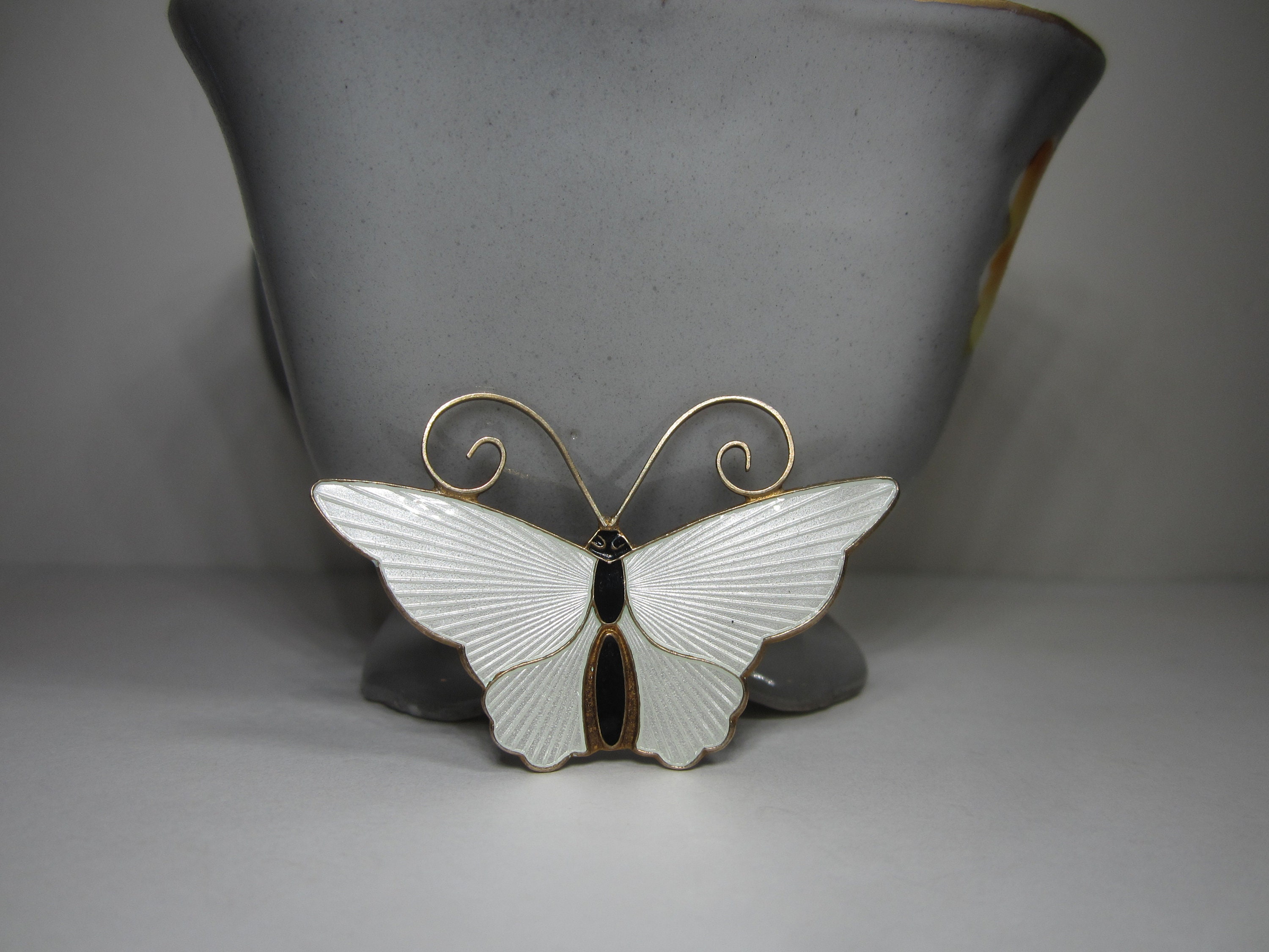 Vintage David Andersen Norway Enamel Butterfly Brooch Pin