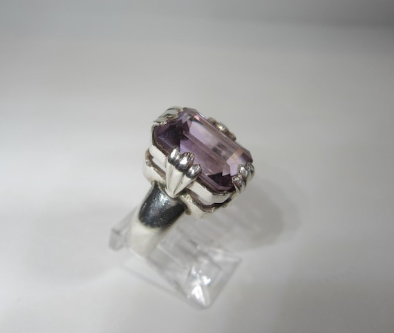 Large Emerald Cut Amethyst Statement Ring Size 7 … - image 8