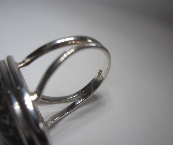 Fossilized Dinosaur Bone Ring Size 8 Vintage Ster… - image 9