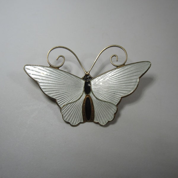 Vintage David Andersen Norway Enamel Butterfly Brooch Pin Signed Sterling Silver