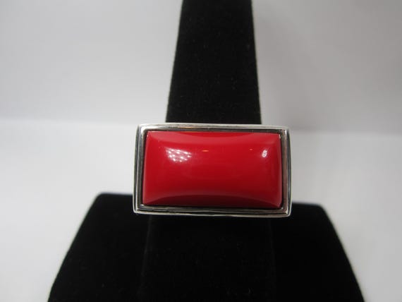 Red Jasper Statement Ring Size 9 Signed RLM Studi… - image 2
