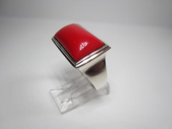 Red Jasper Statement Ring Size 9 Signed RLM Studi… - image 6