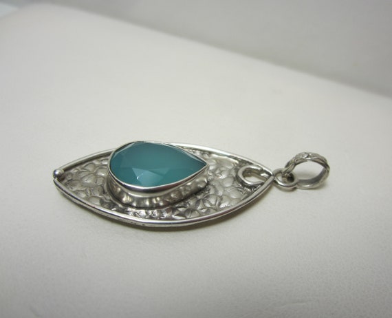 Aqua Blue Chalcedony Pendant | Handmade Sterling … - image 5