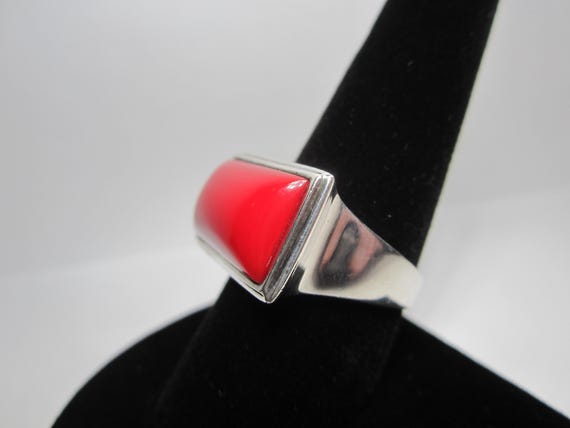 Red Jasper Statement Ring Size 9 Signed RLM Studi… - image 3