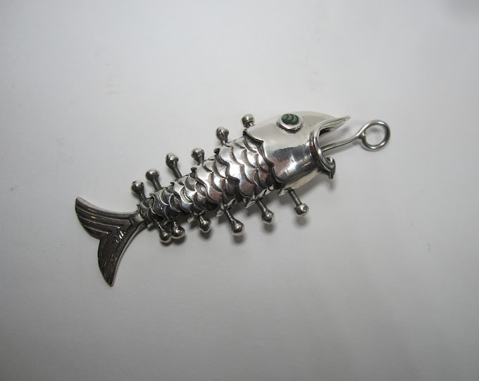 Heavy Articulated Fish Pendant Vintage Sterling Silver Jewelry - Etsy