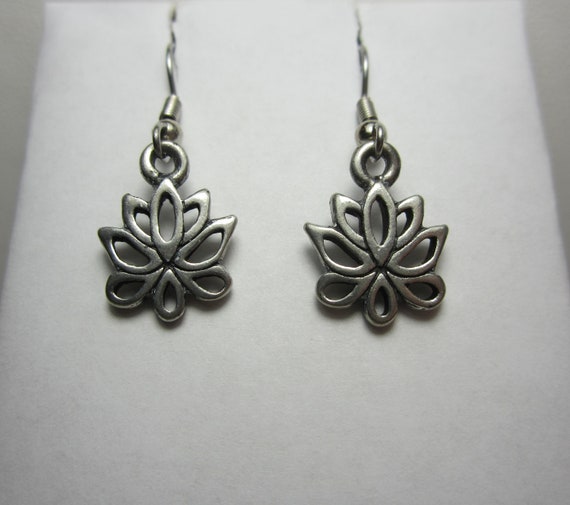 Lotus Flower Earrings | Vintage Sterling Silver J… - image 2