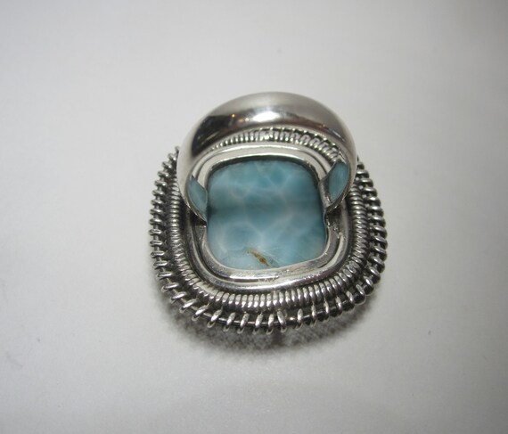 Larimar Square Statement Ring Size 7 Sterling Sil… - image 6