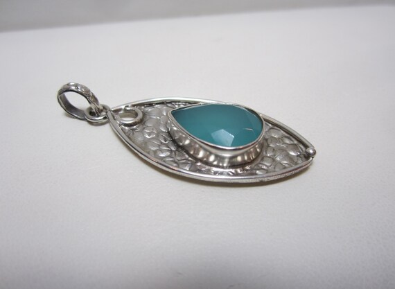 Aqua Blue Chalcedony Pendant | Handmade Sterling … - image 6