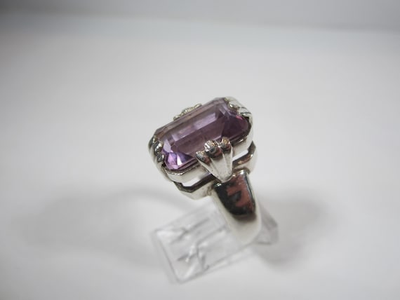 Large Emerald Cut Amethyst Statement Ring Size 7 … - image 10