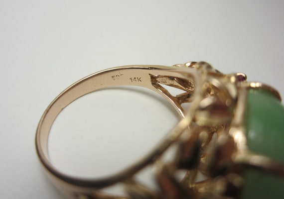 Jadeite and Ruby Statement Ring Size 7 | Vintage … - image 9