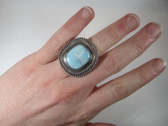 Larimar Square Statement Ring Size 7 Sterling Sil… - image 2
