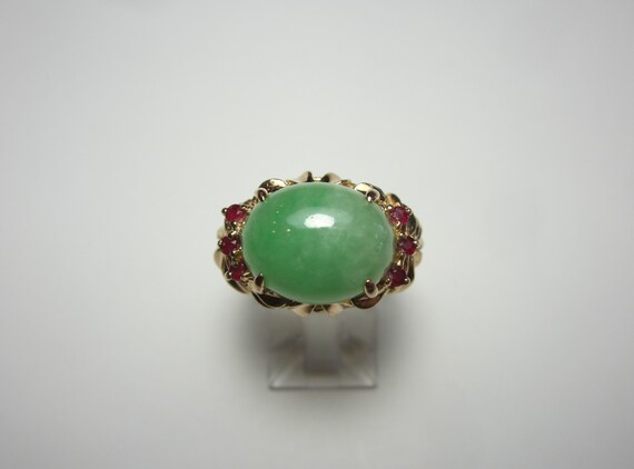 Jadeite and Ruby Statement Ring Size 7 | Vintage … - image 4