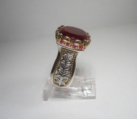 Ruby Red Quartz Statement Ring Size 5 Vintage Ste… - image 6