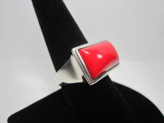 Red Jasper Statement Ring Size 9 Signed RLM Studi… - image 1