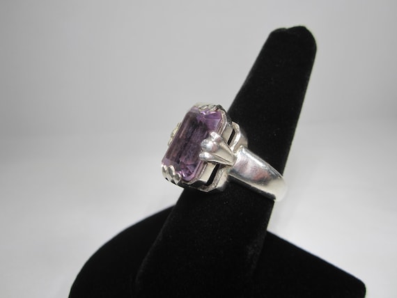 Large Emerald Cut Amethyst Statement Ring Size 7 … - image 3