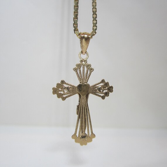 14k Two Tone Gold Crucifix Pendant Vintage White … - image 7