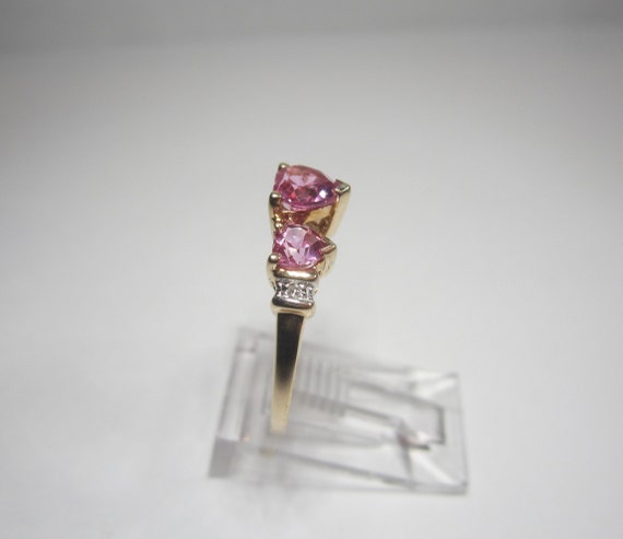 Pink Sapphire Heart Ring Size 7 Vintage 10k Gold … - image 8