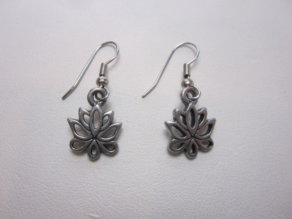 Lotus Flower Earrings | Vintage Sterling Silver J… - image 3