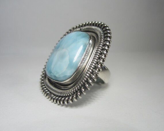 Larimar Square Statement Ring Size 7 Sterling Sil… - image 4