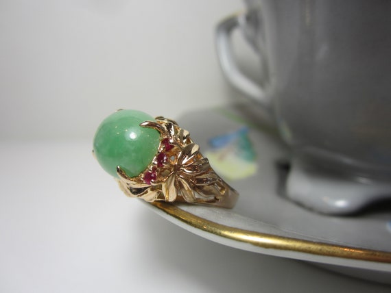 Jadeite and Ruby Statement Ring Size 7 | Vintage … - image 3