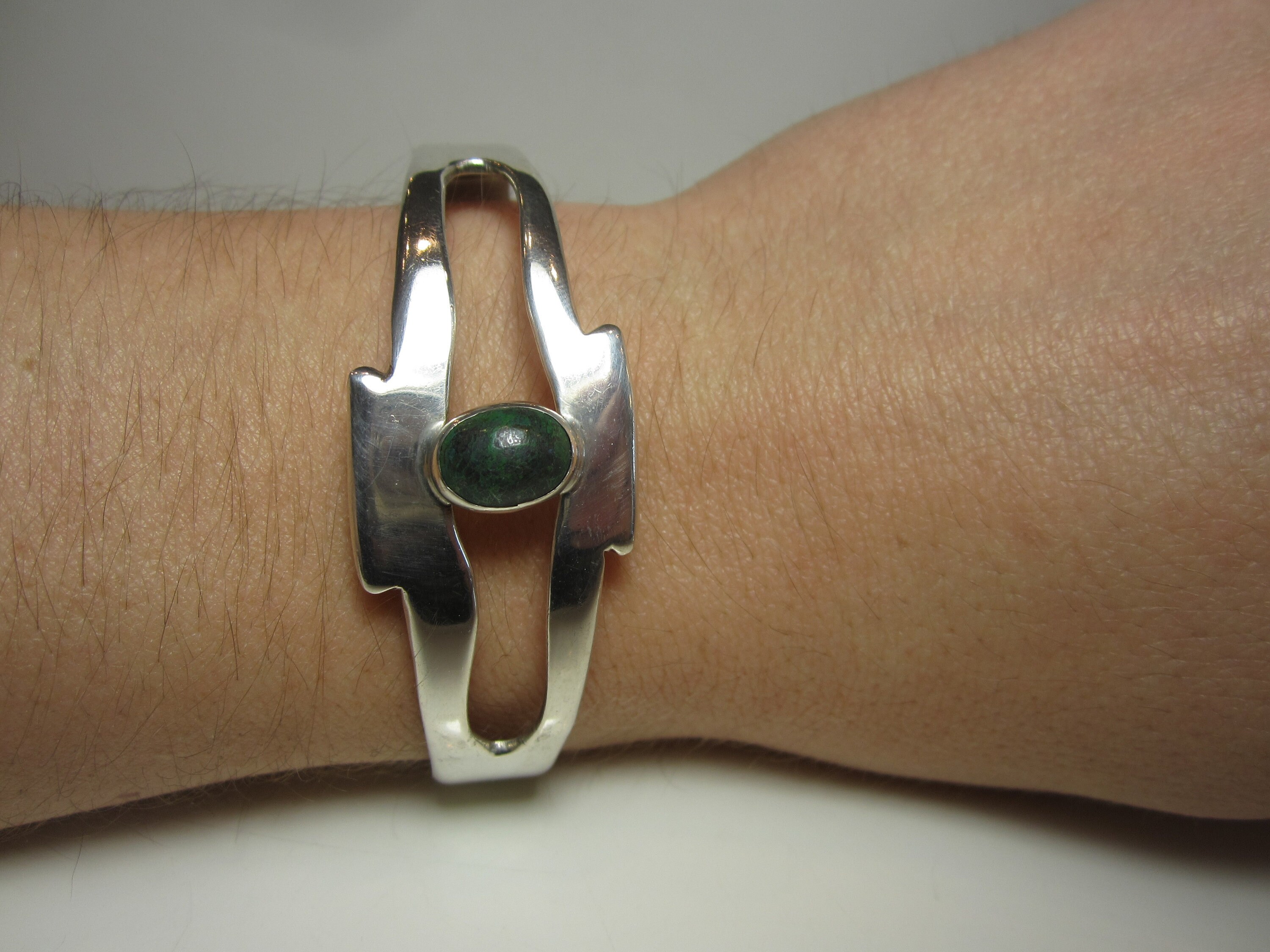 Malachite Cuff Bracelet Mexico Hallmark Vintage Sterling Etsy