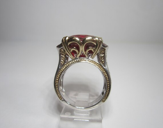 Ruby Red Quartz Statement Ring Size 5 Vintage Ste… - image 7