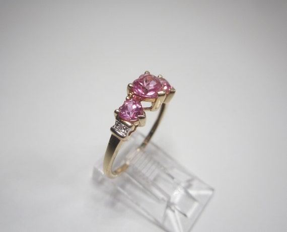 Pink Sapphire Heart Ring Size 7 Vintage 10k Gold … - image 7